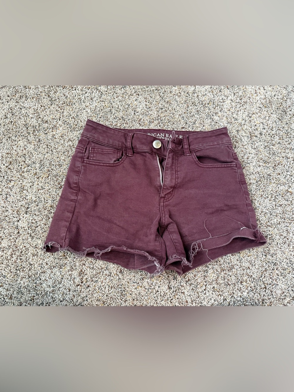 American Eagle Outfitters Women's Hi-Rise Shortie Shorts (Wine Color) - Size 2